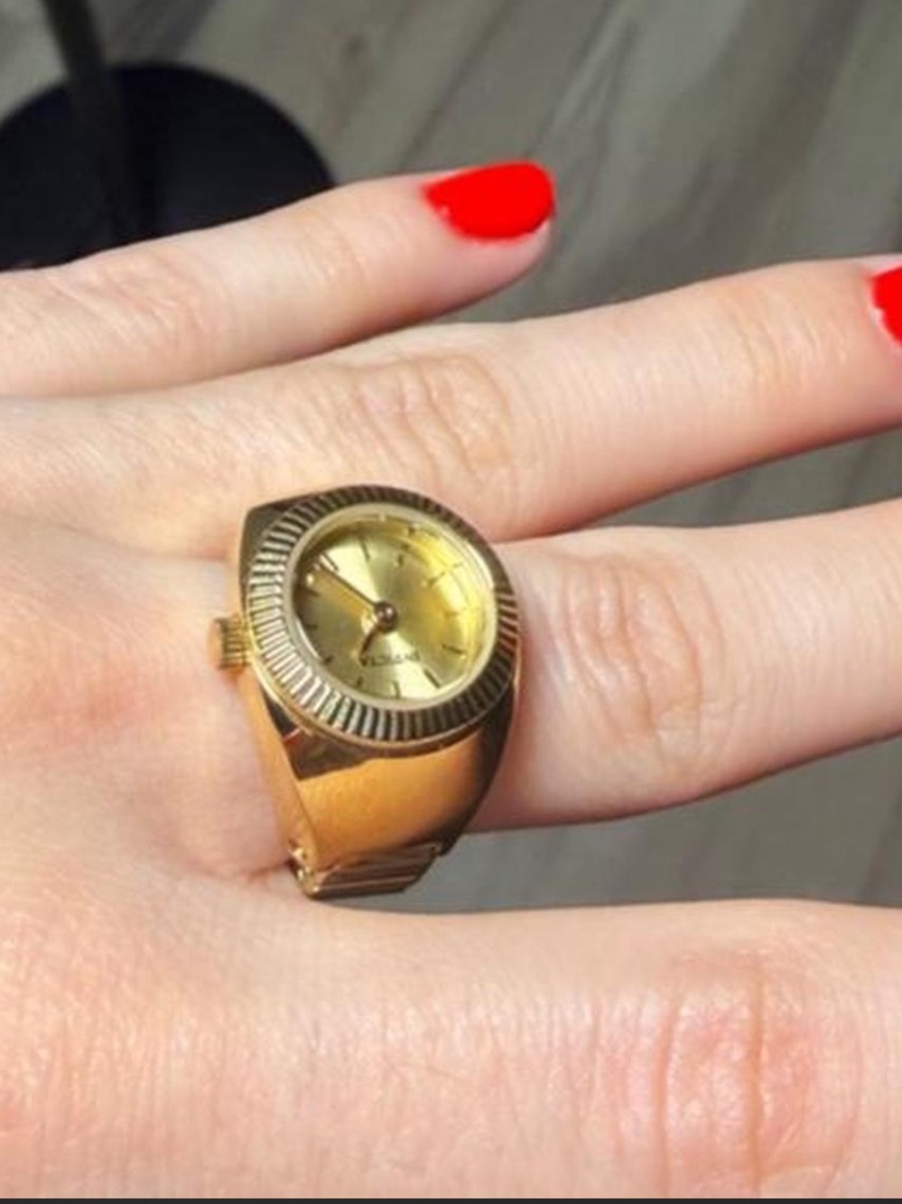 Invicta Gold-Tone Watch Ring with Textured Bezel